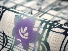 画像をギャラリービューアに読み込む, 竺仙 浴衣 夏着物 反物 単品 注染 綿 生成り地 桔梗 格子柄 キングサイズ 竺仙ブランド 日本製