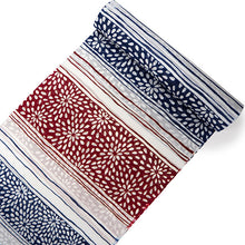 画像をギャラリービューアに読み込む, 竺仙 浴衣 夏着物 反物 単品 注染 綿絽 白・渋赤・紺地 むじな菊 横段柄 竺仙ブランド 日本製