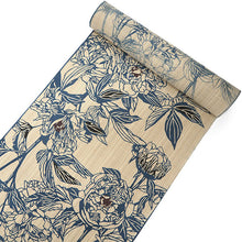 画像をギャラリービューアに読み込む, 竺仙 浴衣 夏着物 反物 単品 引き染 綿 奥州小紋 生成り地 芍薬柄 竺仙ブランド 日本製