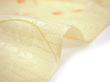 画像をギャラリービューアに読み込む, 帯揚げ 帯締め セット 夏用 正絹 カジュアル 平組 クリームベージュ地 撫子 帯あげ 柳色×白 レース 帯〆 絽目の透け感が涼し気 夏着物に