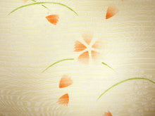 画像をギャラリービューアに読み込む, 帯揚げ 帯締め セット 夏用 正絹 カジュアル 平組 クリームベージュ地 撫子 帯あげ 柳色×白 レース 帯〆 絽目の透け感が涼し気 夏着物に