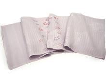 画像をギャラリービューアに読み込む, 帯揚げ 帯締め セット 夏用 正絹 カジュアル 平組 藤色地 撫子 帯あげ 渋紫×白 レース 帯〆 絽目の透け感が涼し気 夏着物に