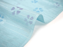 画像をギャラリービューアに読み込む, 帯揚げ 帯締め セット 夏用 正絹 カジュアル 平組 ブルー地 撫子 帯あげ モスグリーン×白 レース 帯〆 絽目の透け感が涼し気 夏着物に