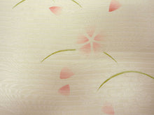 画像をギャラリービューアに読み込む, 帯揚げ 帯締め セット 夏用 正絹 カジュアル 平組 クリームベージュ地 撫子 帯あげ 薄ピンク×白 レース 帯〆 絽目の透け感が涼し気 夏着物に