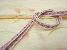 画像をギャラリービューアに読み込む, 帯揚げ 帯締め セット 夏用 正絹 カジュアル 平組 クリームベージュ地 撫子 帯あげ 薄ピンク×白 レース 帯〆 絽目の透け感が涼し気 夏着物に