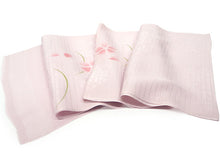 画像をギャラリービューアに読み込む, 帯揚げ 帯締め セット 夏用 正絹 カジュアル 平組 渋紫ベージュ地 撫子 帯あげ 渋ピンク×白 レース 帯〆 絽目の透け感が涼し気 夏着物に