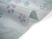 画像をギャラリービューアに読み込む, 帯揚げ 帯締め セット 夏用 正絹 カジュアル 平組 ブルーグレー地 撫子 帯あげ グレー×白 レース 帯〆 絽目の透け感が涼し気 夏着物に