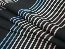 画像をギャラリービューアに読み込む, 伊勢木綿 反物 単品 綿 堅牢染 黒地 青 ピンク 縞 カジュアル着物 木綿の優しい肌触り 臼井織布謹製