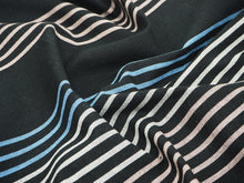 画像をギャラリービューアに読み込む, 伊勢木綿 反物 単品 綿 堅牢染 黒地 青 ピンク 縞 カジュアル着物 木綿の優しい肌触り 臼井織布謹製