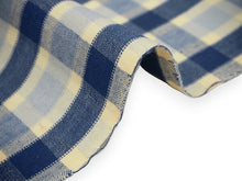 画像をギャラリービューアに読み込む, 伊勢木綿 反物 単品 綿 堅牢染 黄色×青 格子 カジュアル着物 木綿の優しい肌触り 臼井織布謹製