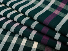 画像をギャラリービューアに読み込む, 伊勢木綿 反物 単品 綿 堅牢染 深緑×白×ピンク 格子 チェック カジュアル着物 木綿の優しい肌触り 臼井織布謹製