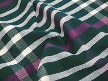 画像をギャラリービューアに読み込む, 伊勢木綿 反物 単品 綿 堅牢染 深緑×白×ピンク 格子 チェック カジュアル着物 木綿の優しい肌触り 臼井織布謹製