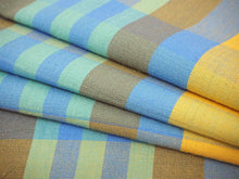 画像をギャラリービューアに読み込む, 伊勢木綿 反物 単品 綿 堅牢染 山吹色×ブルー 格子 チェック カジュアル着物 木綿の優しい肌触り 臼井織布謹製