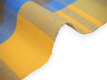 画像をギャラリービューアに読み込む, 伊勢木綿 反物 単品 綿 堅牢染 山吹色×ブルー 格子 チェック カジュアル着物 木綿の優しい肌触り 臼井織布謹製