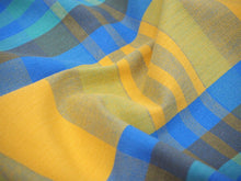 画像をギャラリービューアに読み込む, 伊勢木綿 反物 単品 綿 堅牢染 山吹色×ブルー 格子 チェック カジュアル着物 木綿の優しい肌触り 臼井織布謹製