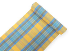 画像をギャラリービューアに読み込む, 伊勢木綿 反物 単品 綿 堅牢染 山吹色×ブルー 格子 チェック カジュアル着物 木綿の優しい肌触り 臼井織布謹製