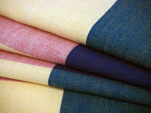 画像をギャラリービューアに読み込む, 伊勢木綿 反物 単品 綿 堅牢染 薄オレンジ×青×赤 格子 チェック カジュアル着物 木綿の優しい肌触り 臼井織布謹製