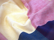 画像をギャラリービューアに読み込む, 伊勢木綿 反物 単品 綿 堅牢染 薄オレンジ×青×赤 格子 チェック カジュアル着物 木綿の優しい肌触り 臼井織布謹製