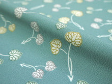 画像をギャラリービューアに読み込む, 洗える着物 反物のみ ポリエステル レディース 女性 小紋 着物 渋水色地葵柄 袷・単衣の着物にも羽織・コートにもお仕立て可能