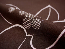 画像をギャラリービューアに読み込む, 洗える着物 反物のみ ポリエステル レディース 女性 小紋 着物 茶色地葉っぱと実柄 袷・単衣の着物にも羽織・コートにもお仕立て可能