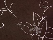 画像をギャラリービューアに読み込む, 洗える着物 反物のみ ポリエステル レディース 女性 小紋 着物 茶色地葉っぱと実柄 袷・単衣の着物にも羽織・コートにもお仕立て可能