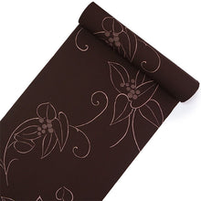 画像をギャラリービューアに読み込む, 洗える着物 反物のみ ポリエステル レディース 女性 小紋 着物 茶色地葉っぱと実柄 袷・単衣の着物にも羽織・コートにもお仕立て可能