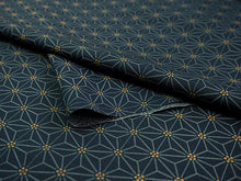 画像をギャラリービューアに読み込む, 洗える着物 反物のみ ポリエステル レディース 女性 小紋 着物 紺地麻の葉柄 袷・単衣の着物にも羽織・コートにもお仕立て可能