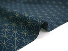 画像をギャラリービューアに読み込む, 洗える着物 反物のみ ポリエステル レディース 女性 小紋 着物 紺地麻の葉柄 袷・単衣の着物にも羽織・コートにもお仕立て可能
