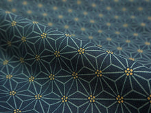 画像をギャラリービューアに読み込む, 洗える着物 反物のみ ポリエステル レディース 女性 小紋 着物 紺地麻の葉柄 袷・単衣の着物にも羽織・コートにもお仕立て可能