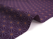 画像をギャラリービューアに読み込む, 洗える着物 反物のみ ポリエステル レディース 女性 小紋 着物 紫地麻の葉柄 袷・単衣の着物にも羽織・コートにもお仕立て可能