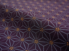 画像をギャラリービューアに読み込む, 洗える着物 反物のみ ポリエステル レディース 女性 小紋 着物 紫地麻の葉柄 袷・単衣の着物にも羽織・コートにもお仕立て可能