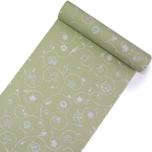 画像をギャラリービューアに読み込む, 洗える着物 反物のみ ポリエステル レディース 女性 小紋 着物 薄グリーン地更紗柄 袷・単衣の着物にも羽織・コートにもお仕立て可能