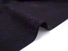 画像をギャラリービューアに読み込む, 洗える着物 反物のみ ポリエステル レディース 女性 小紋 着物 黒地紫ぼかし花の丸柄 袷・単衣の着物にも羽織・コートにもお仕立て可能