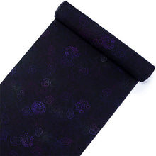 画像をギャラリービューアに読み込む, 洗える着物 反物のみ ポリエステル レディース 女性 小紋 着物 黒地紫ぼかし花の丸柄 袷・単衣の着物にも羽織・コートにもお仕立て可能