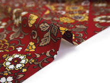 画像をギャラリービューアに読み込む, 洗える着物 反物のみ ポリエステル レディース 女性 小紋 着物 レンガ色地裂取り柄 袷・単衣の着物にも羽織・コートにもお仕立て可能