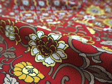 画像をギャラリービューアに読み込む, 洗える着物 反物のみ ポリエステル レディース 女性 小紋 着物 レンガ色地裂取り柄 袷・単衣の着物にも羽織・コートにもお仕立て可能