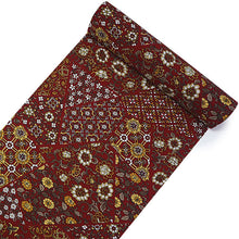 画像をギャラリービューアに読み込む, 洗える着物 反物のみ ポリエステル レディース 女性 小紋 着物 レンガ色地裂取り柄 袷・単衣の着物にも羽織・コートにもお仕立て可能