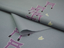 画像をギャラリービューアに読み込む, 洗える着物 反物のみ ポリエステル レディース 女性 小紋 着物 グレー地鳥居柄 袷・単衣の着物にも羽織・コートにもお仕立て可能