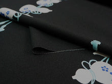 画像をギャラリービューアに読み込む, 洗える着物 反物のみ ポリエステル レディース 女性 小紋 着物 黒地瓢箪柄 袷・単衣の着物にも羽織・コートにもお仕立て可能