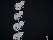 画像をギャラリービューアに読み込む, 洗える着物 反物のみ ポリエステル レディース 女性 小紋 着物 黒地瓢箪柄 袷・単衣の着物にも羽織・コートにもお仕立て可能