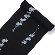 画像をギャラリービューアに読み込む, 洗える着物 反物のみ ポリエステル レディース 女性 小紋 着物 黒地瓢箪柄 袷・単衣の着物にも羽織・コートにもお仕立て可能