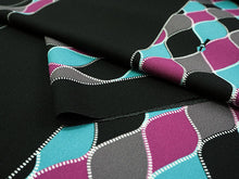 画像をギャラリービューアに読み込む, 洗える着物 反物のみ ポリエステル レディース 女性 小紋 着物 黒地立涌柄 袷・単衣の着物にも羽織・コートにもお仕立て可能