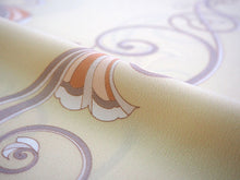 画像をギャラリービューアに読み込む, 洗える着物 反物のみ ポリエステル レディース 女性 小紋 着物 クリーム地唐草柄 袷・単衣の着物にも羽織・コートにもお仕立て可能