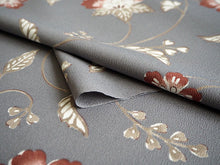 画像をギャラリービューアに読み込む, 洗える着物 反物のみ ポリエステル レディース 女性 小紋 着物 グレー地更紗柄 袷・単衣の着物にも羽織・コートにもお仕立て可能