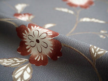 画像をギャラリービューアに読み込む, 洗える着物 反物のみ ポリエステル レディース 女性 小紋 着物 グレー地更紗柄 袷・単衣の着物にも羽織・コートにもお仕立て可能