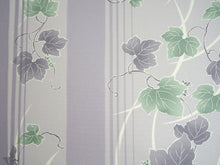 画像をギャラリービューアに読み込む, 洗える着物 反物のみ ポリエステル レディース 女性 小紋 着物 薄パープルグレー地縞にツタ柄 袷・単衣の着物にも羽織・コートにもお仕立て可能