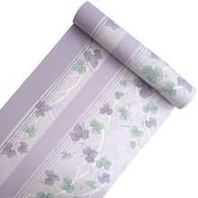 画像をギャラリービューアに読み込む, 洗える着物 反物のみ ポリエステル レディース 女性 小紋 着物 薄パープルグレー地縞にツタ柄 袷・単衣の着物にも羽織・コートにもお仕立て可能