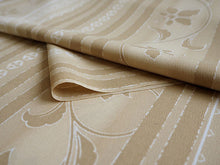 画像をギャラリービューアに読み込む, 洗える着物 反物のみ ポリエステル レディース 女性 小紋 着物 ベージュ地縞に更紗柄 袷・単衣の着物にも羽織・コートにもお仕立て可能
