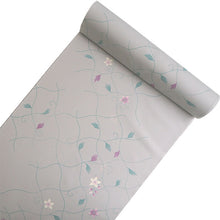 画像をギャラリービューアに読み込む, 洗える着物 反物のみ ポリエステル レディース 女性 小紋 着物 グレー地変わり格子花唐草柄 袷・単衣の着物にも羽織・コートにもお仕立て可能