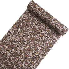 画像をギャラリービューアに読み込む, 洗える着物 反物のみ ポリエステル レディース 女性 小紋 着物 グレーベージュ地茶色紅型風花柄 袷・単衣の着物にも羽織・コートにもお仕立て可能